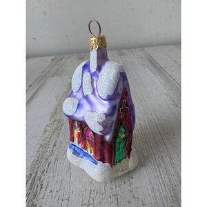 Vintage radko midnight mass purple church chapel glass glitter ornament